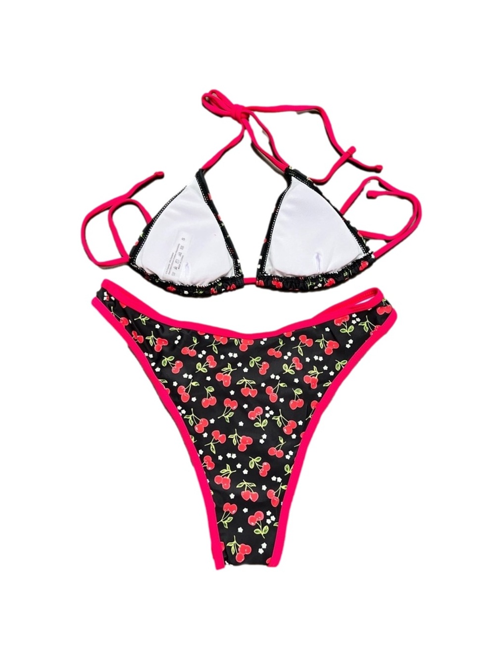 Cherry Print Halter Cheeky Bikini Set - Picture 6 of 7